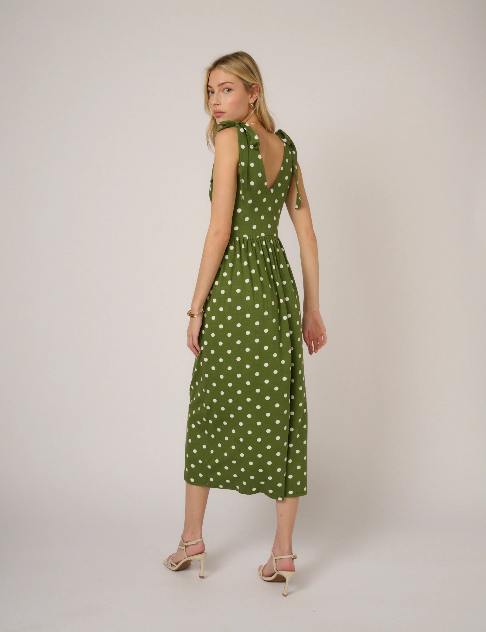 Green Polka Dot Addison Jersey Midi Dress - Image 5