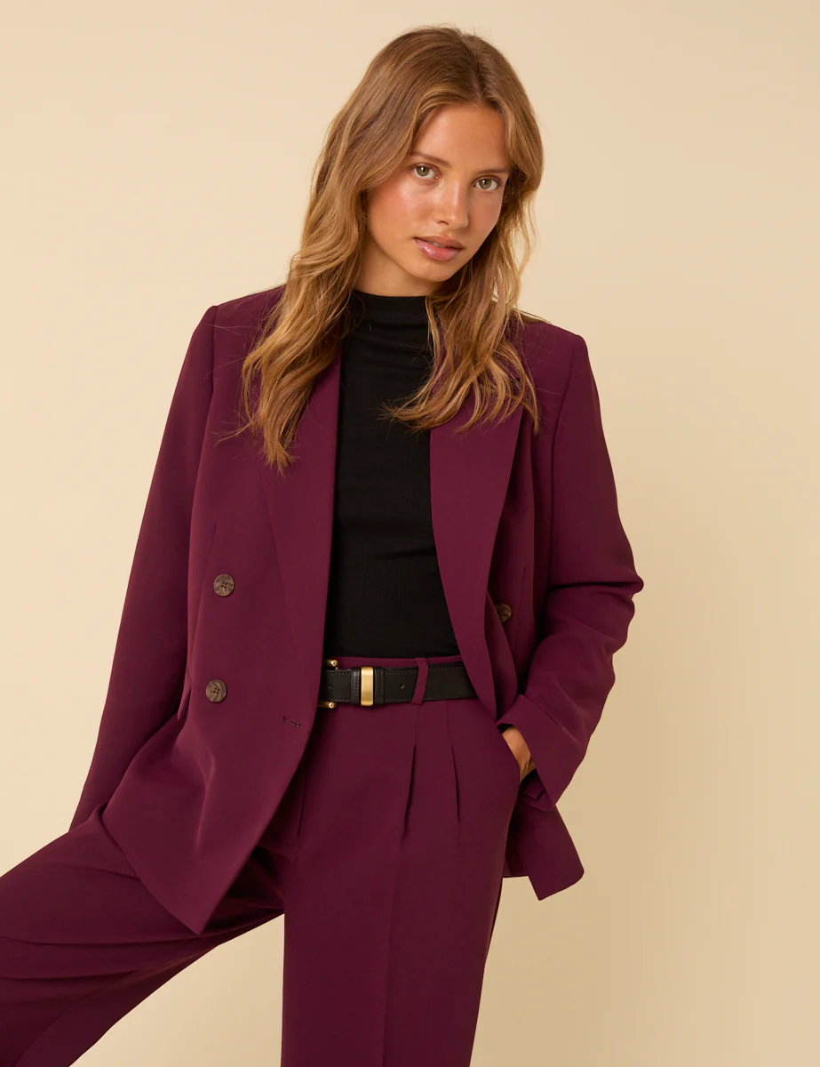 Burgundy Alicia Double Breasted Blazer - Image 2