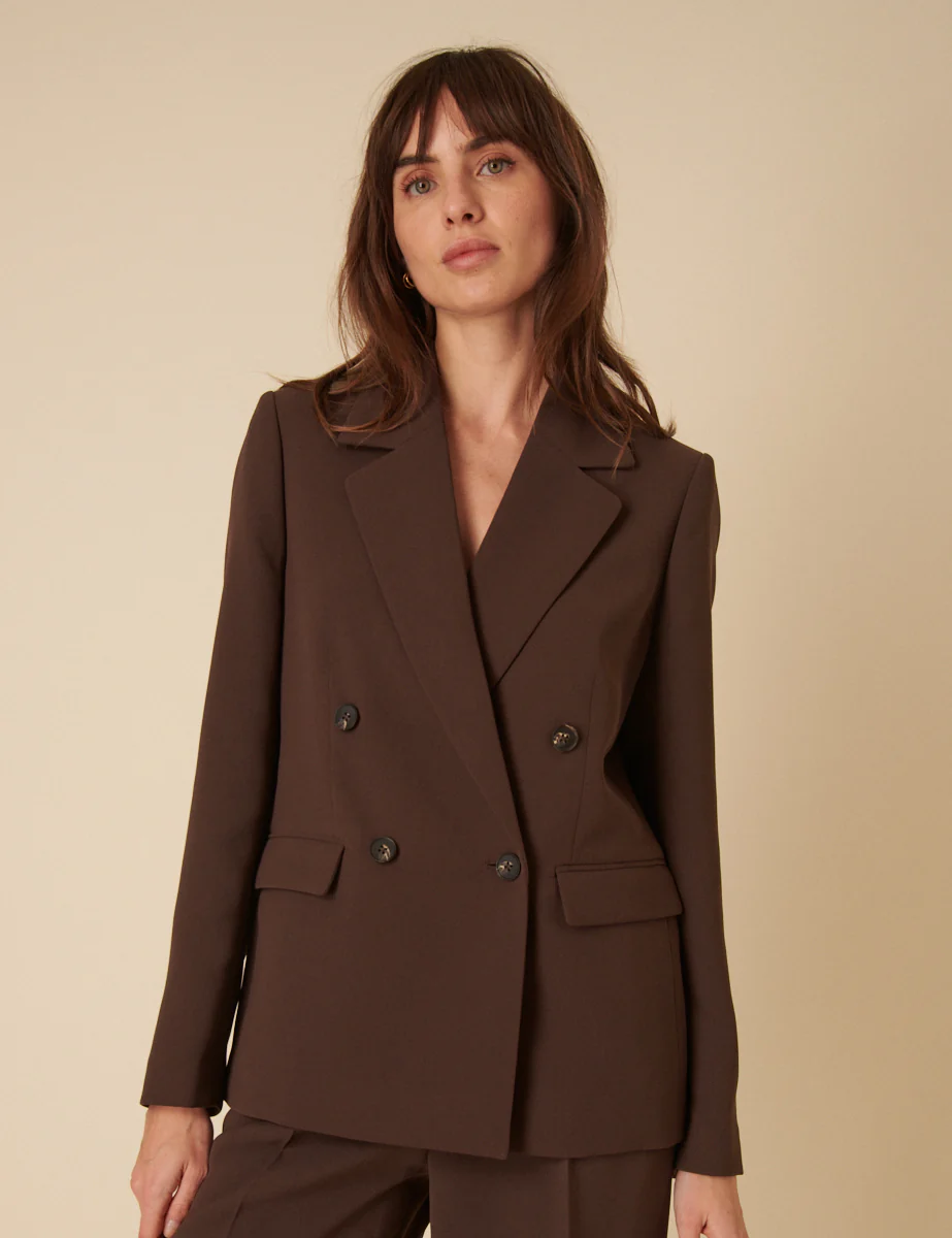 Brown Double Breasted Blazer - Image 3