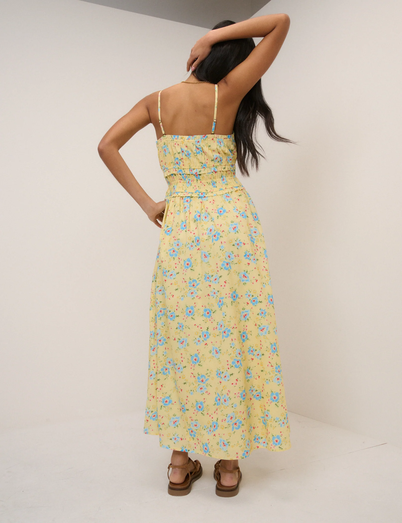 Butter Yellow Floral Alina Midi Dress - Image 6