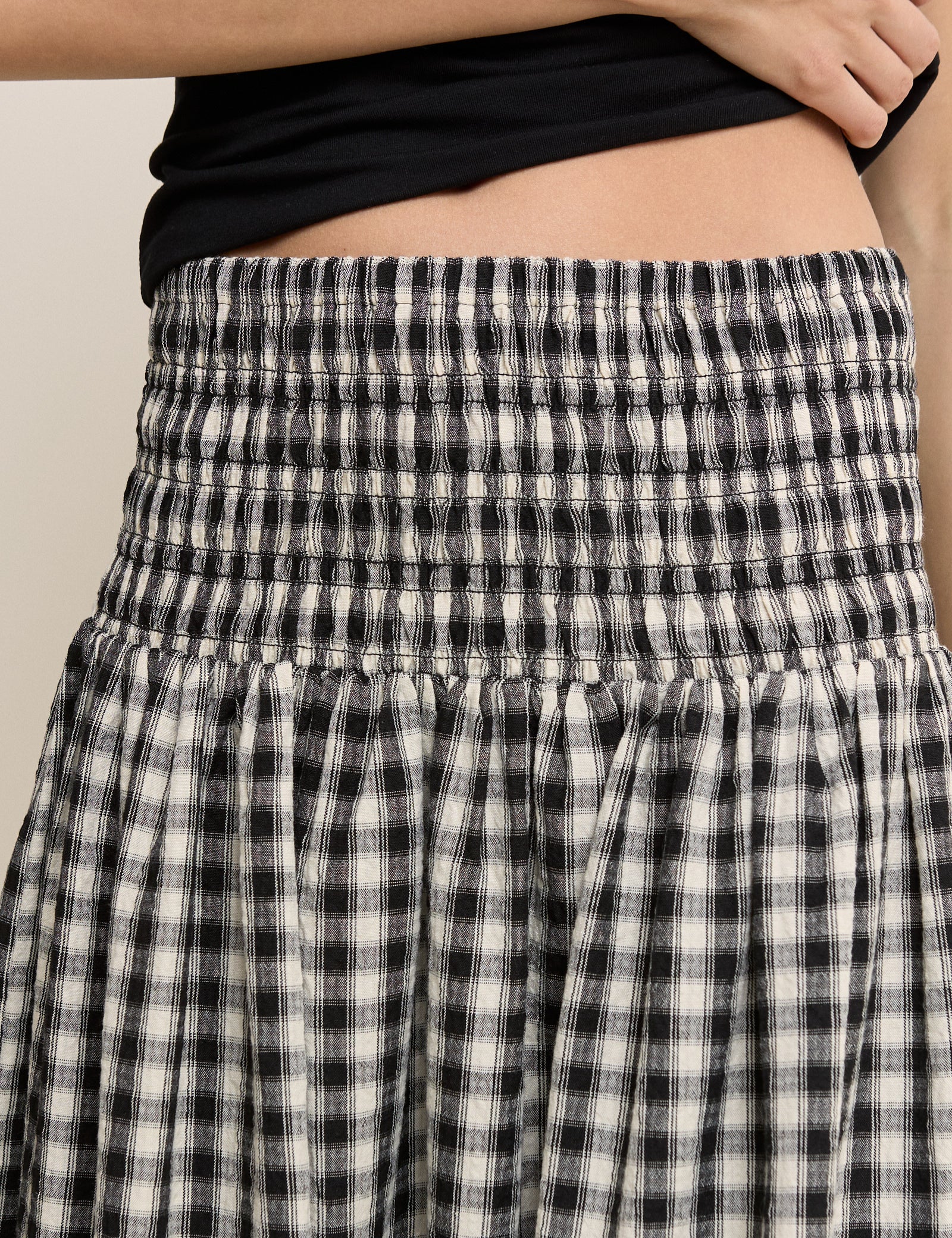 Black Gingham Midi Skirt - Image 2