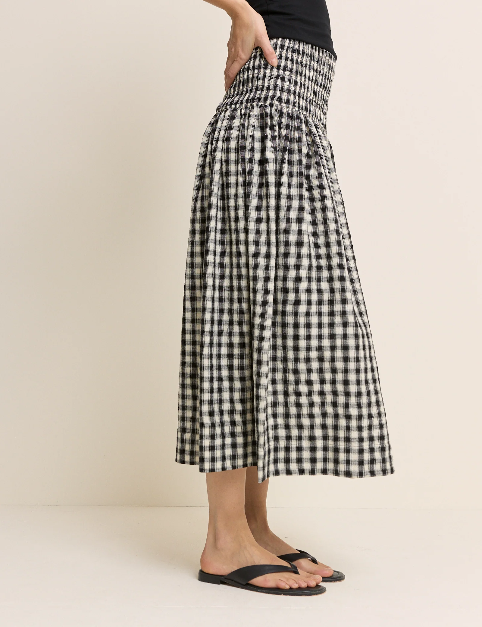 Black Gingham Midi Skirt - Image 3