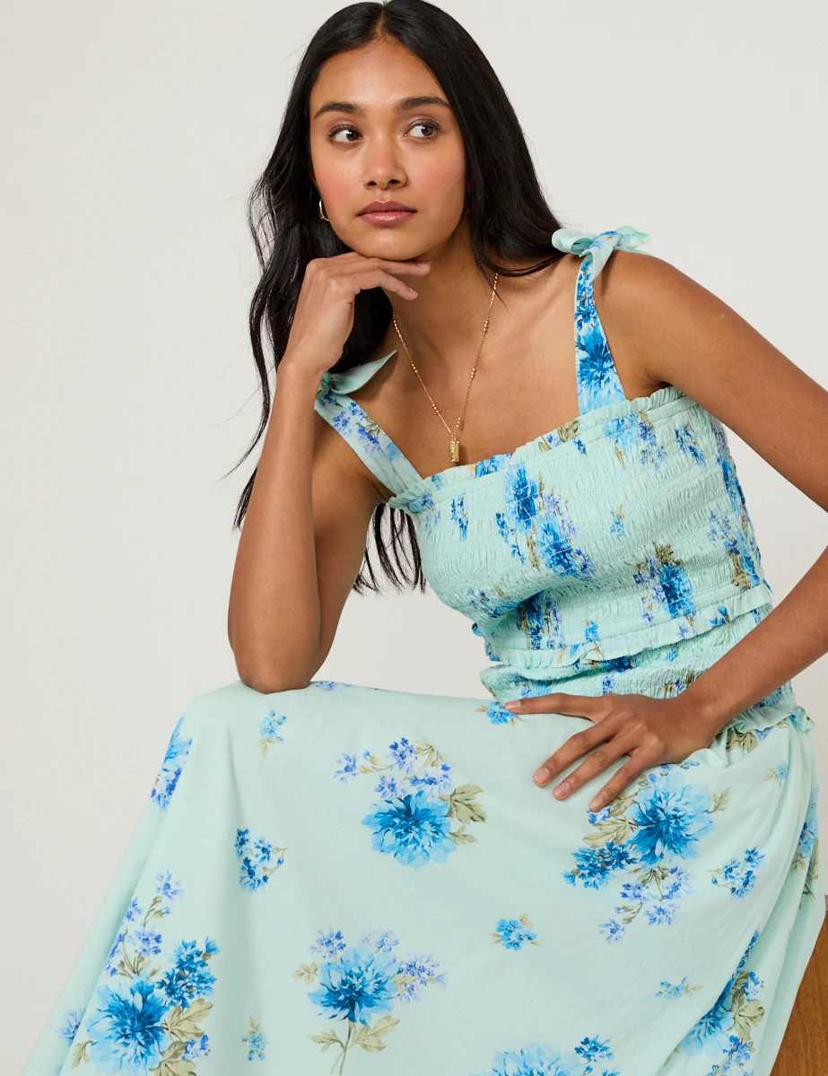 Blue Floral Andrea Midi Dress - Image 3