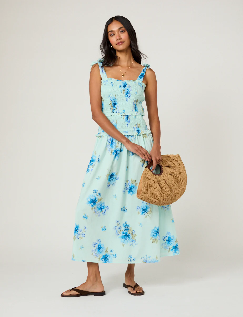 Blue Floral Andrea Midi Dress - Image 4