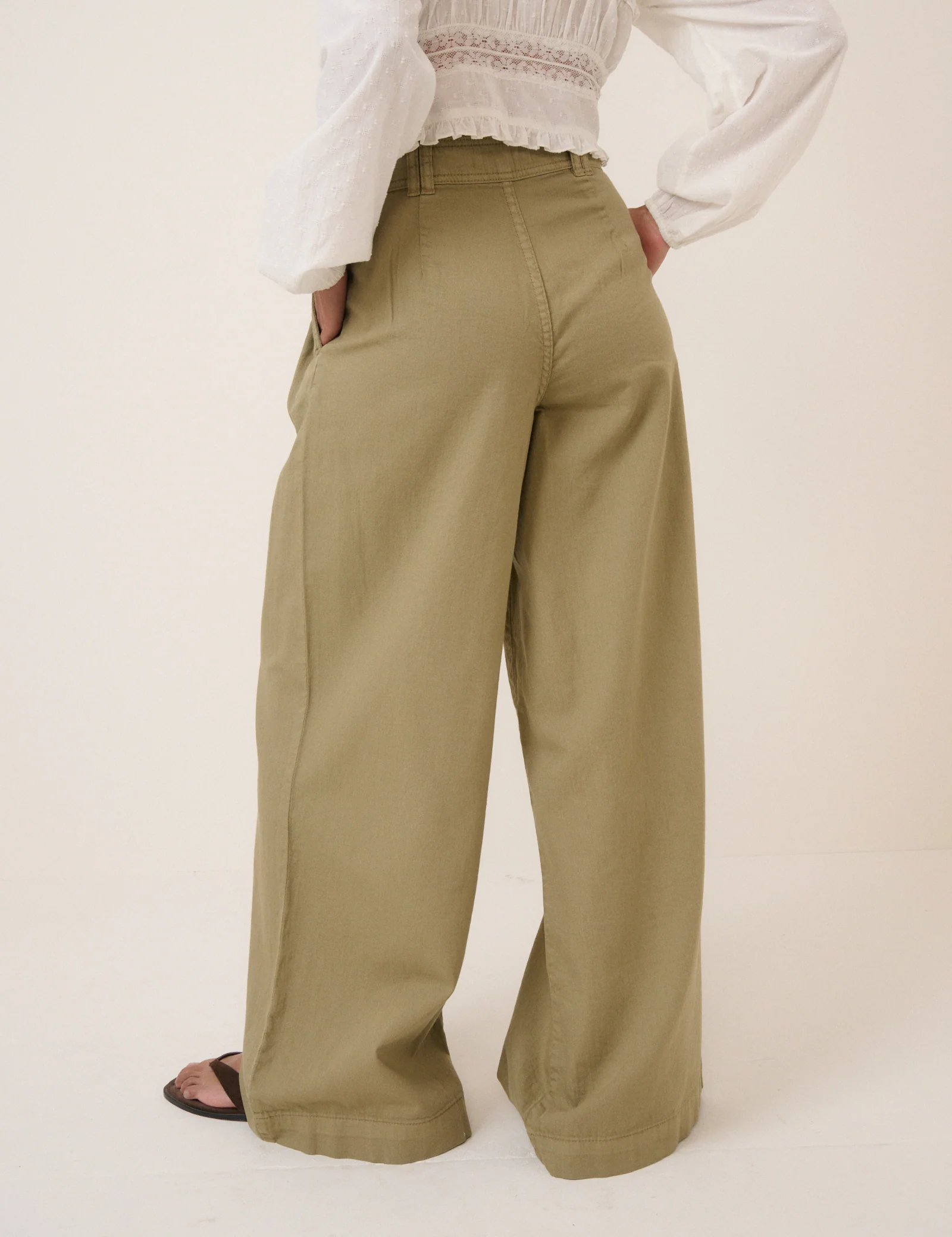 Green Pleated Wide Leg Trousers - Image 5