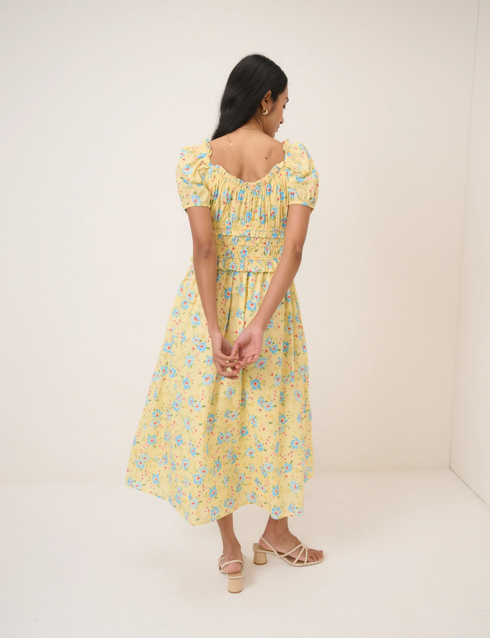 Butter Yellow Floral Ariel Midi Dress - Image 5