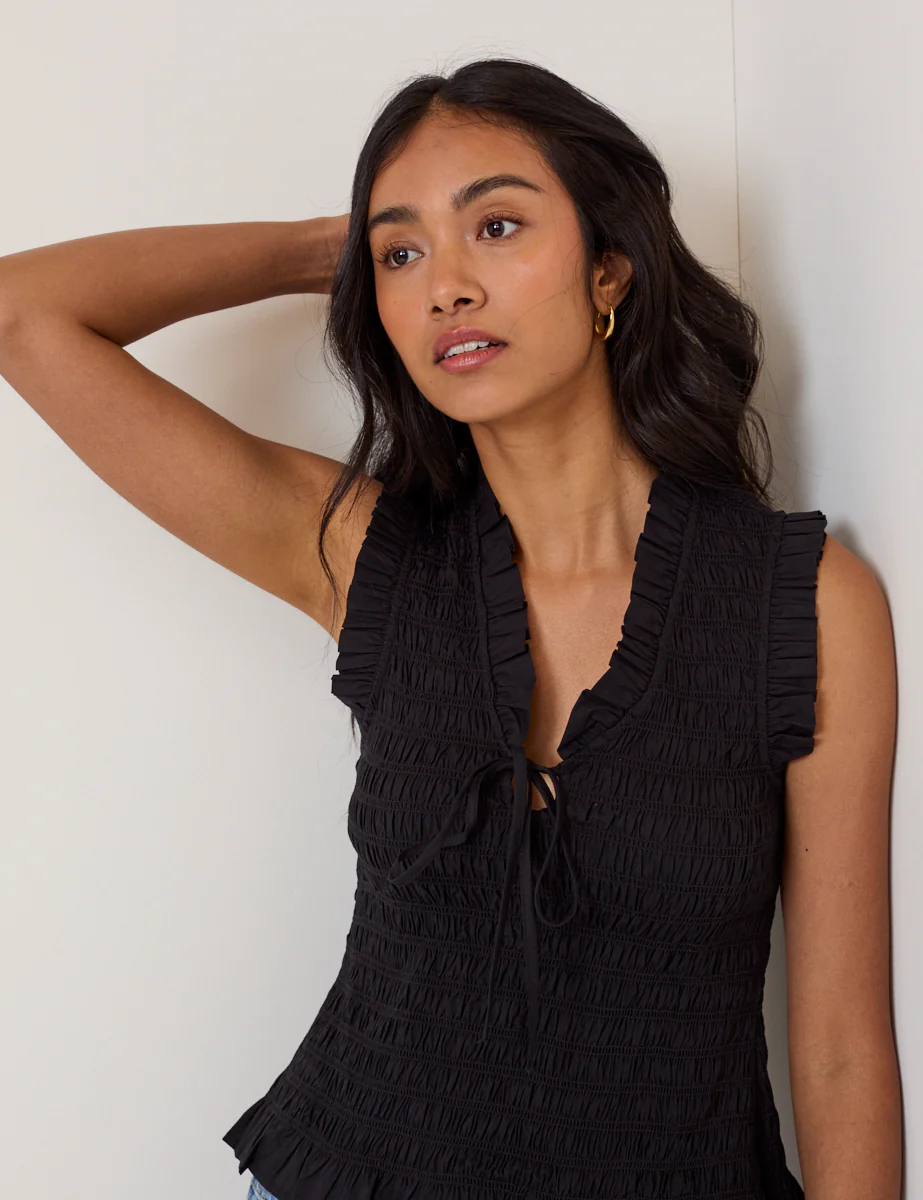 Black Shirred Top - Image 2