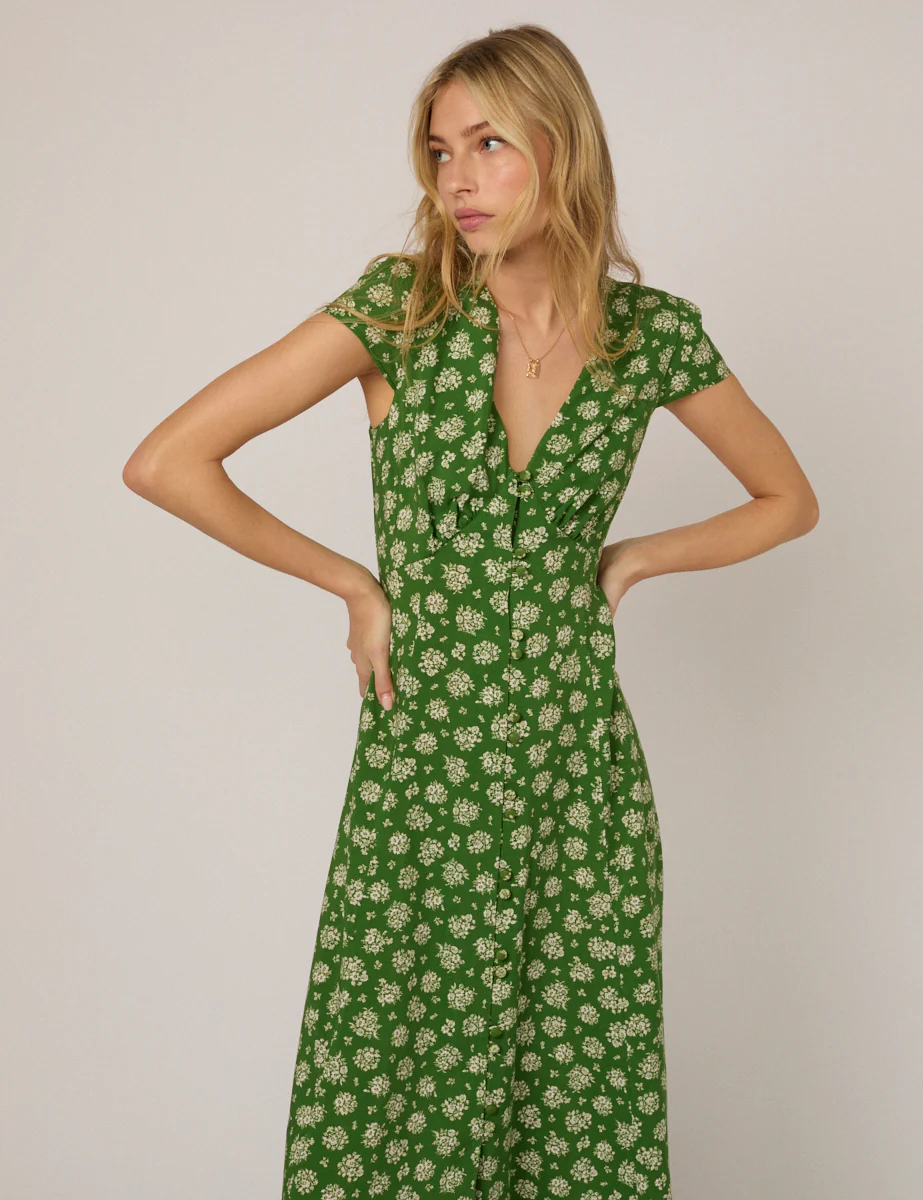 Green Floral Avery Midi Dress - Image 2