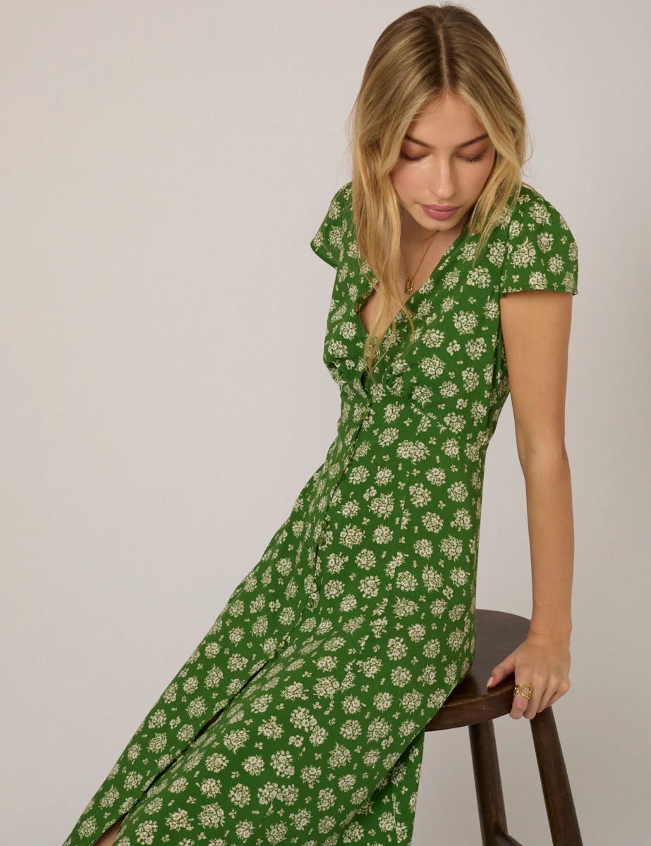 Green Floral Avery Midi Dress - Image 3