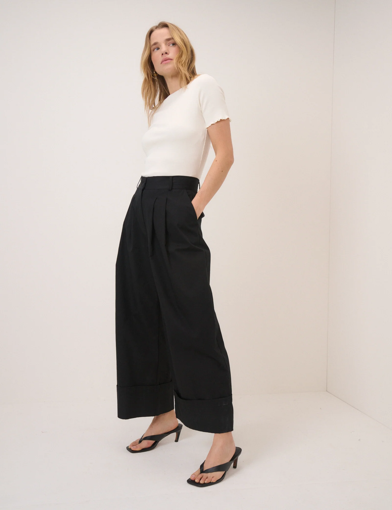 Cream Boat Neck Ribbed Top - Image 4