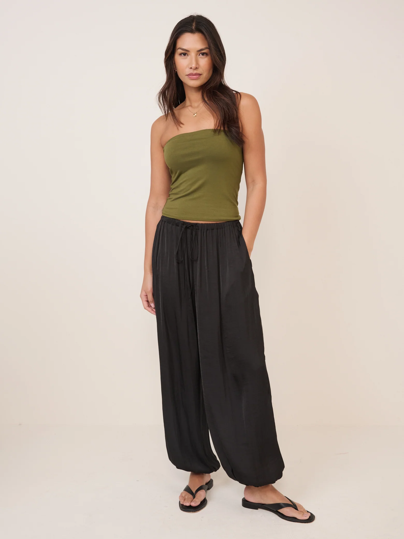 Khaki Green Bandeau Top - Image 2