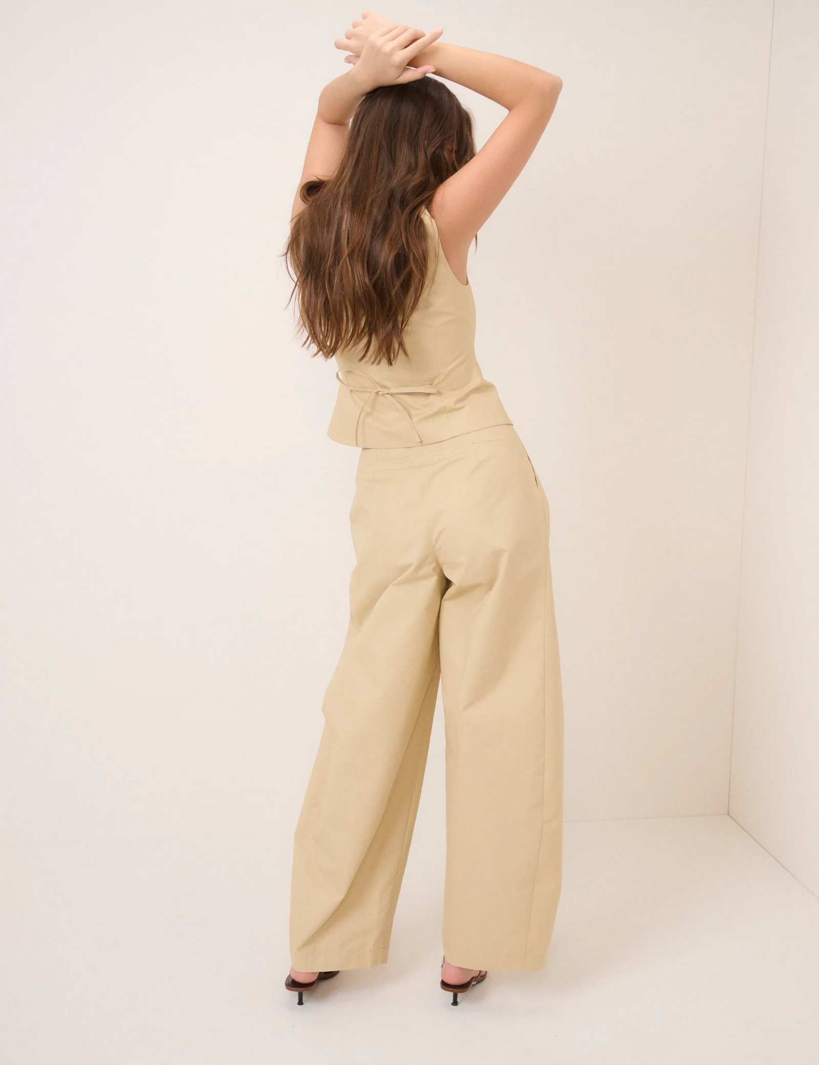 Beige Barrel Leg Tie Trousers - Image 5