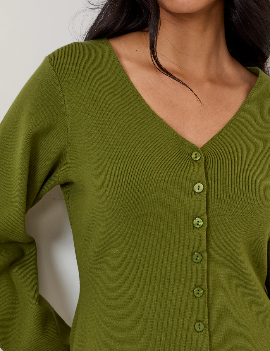 Green Barrel Sleeve Cardigan - Image 2