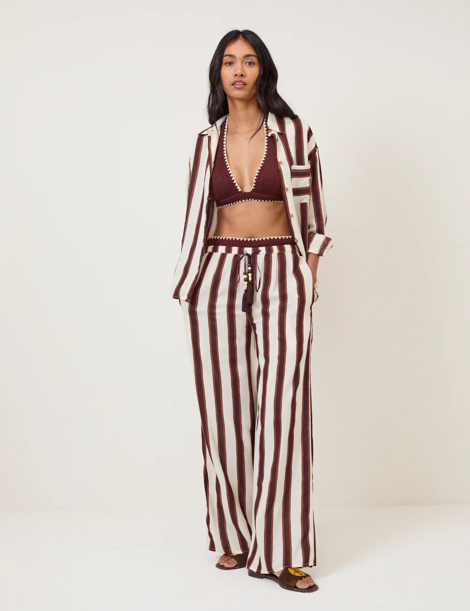 Brown Striped Linen-Blend Shirt - Image 5