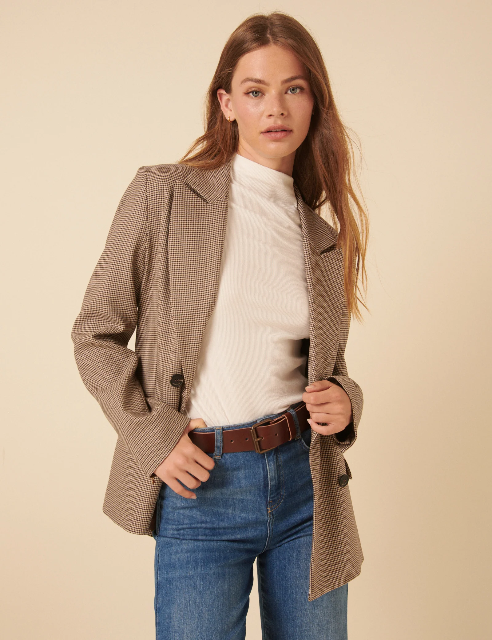 Beige Heritage Check Blazer - Image 3