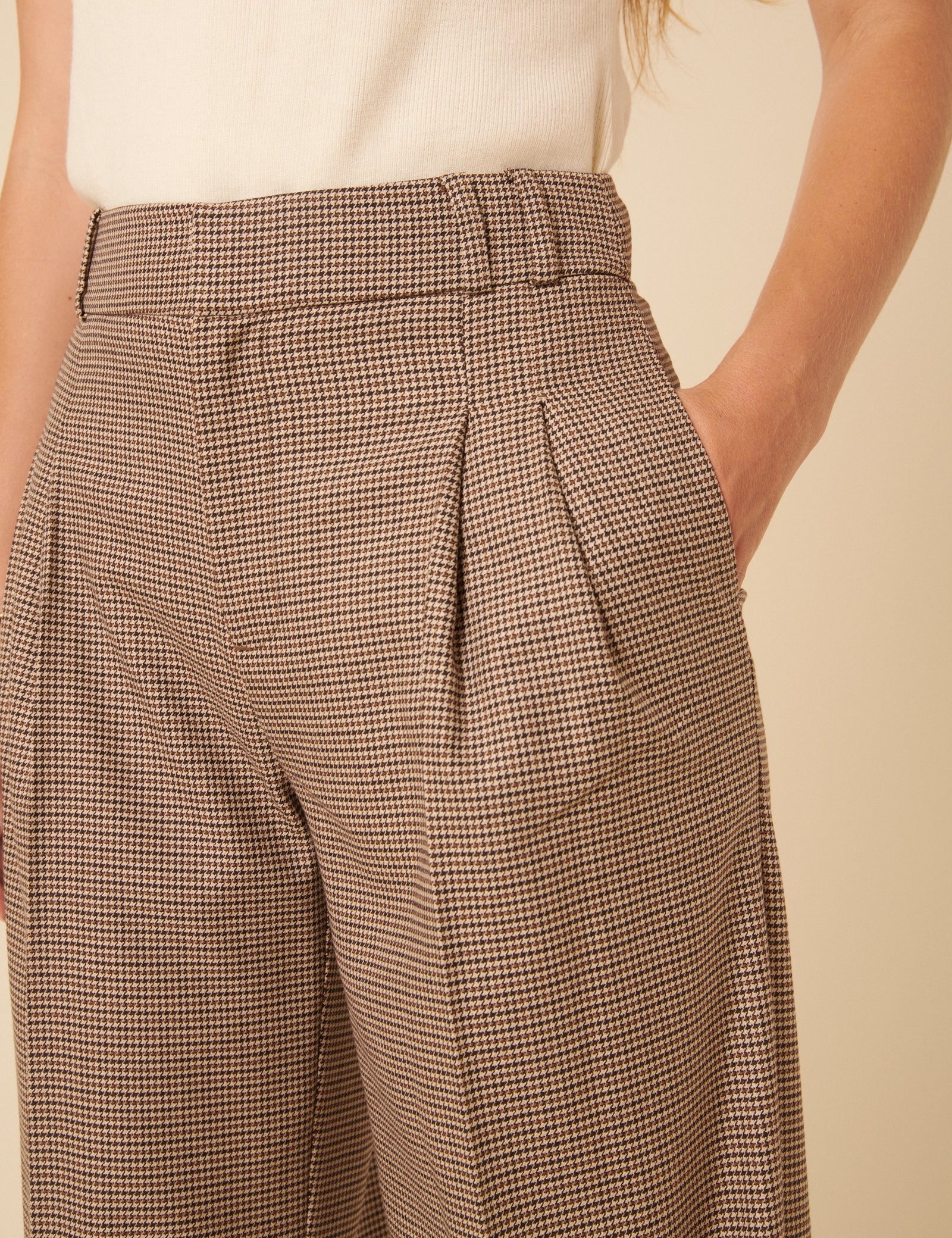 Brown Heritage Check Tailored Trousers - Image 3