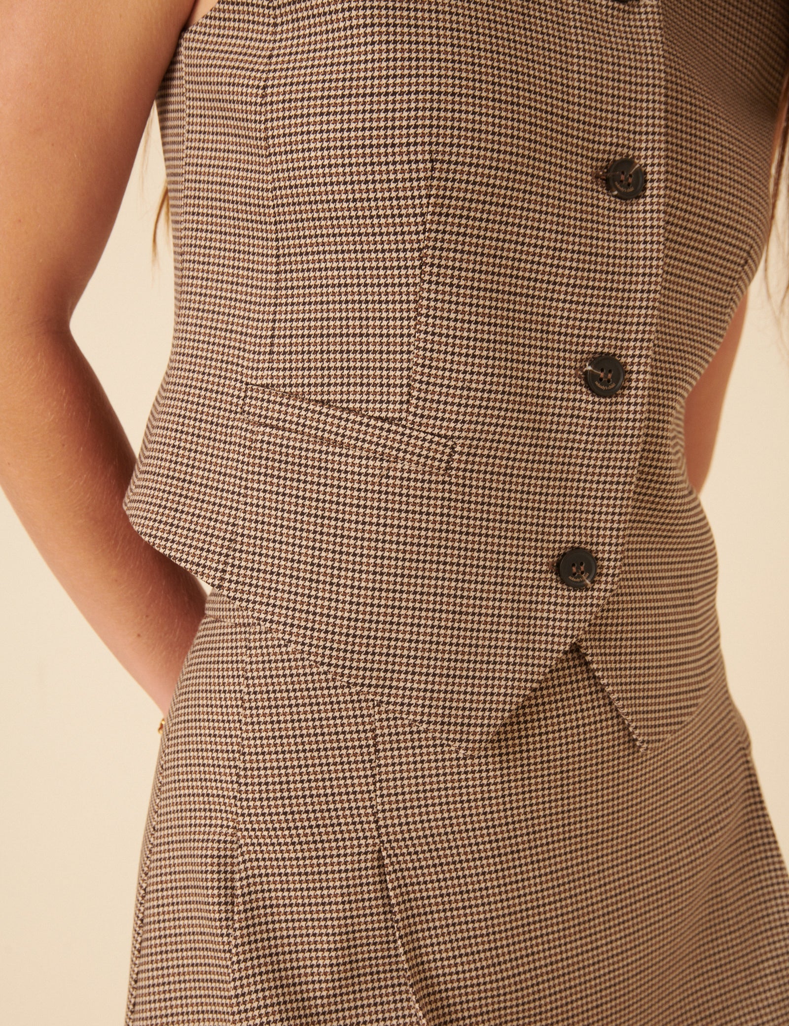 Brown Heritage Check Tailored Waistcoat - Image 2