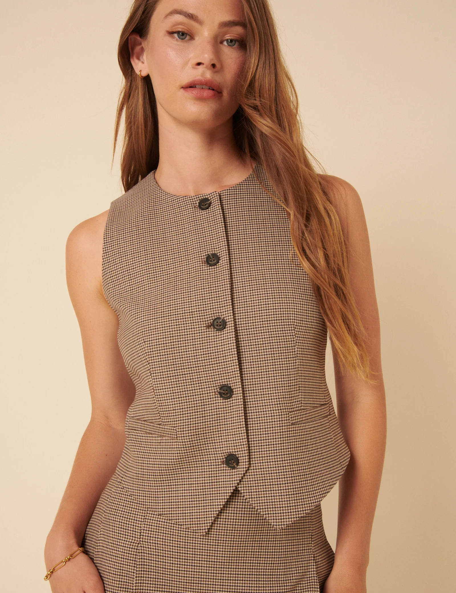 Brown Heritage Check Tailored Waistcoat - Image 4