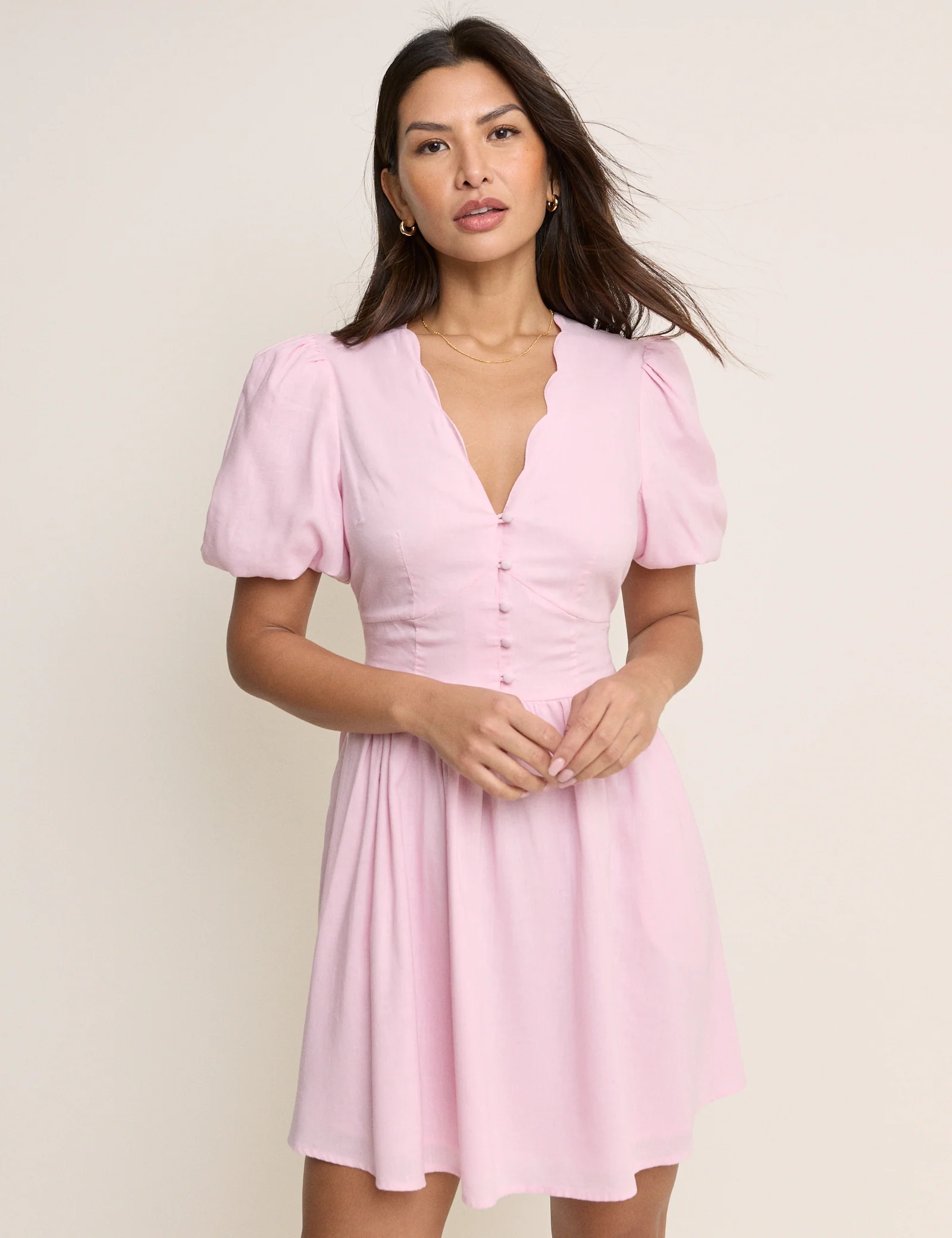 Pink Puff Sleeve Bess Mini Dress