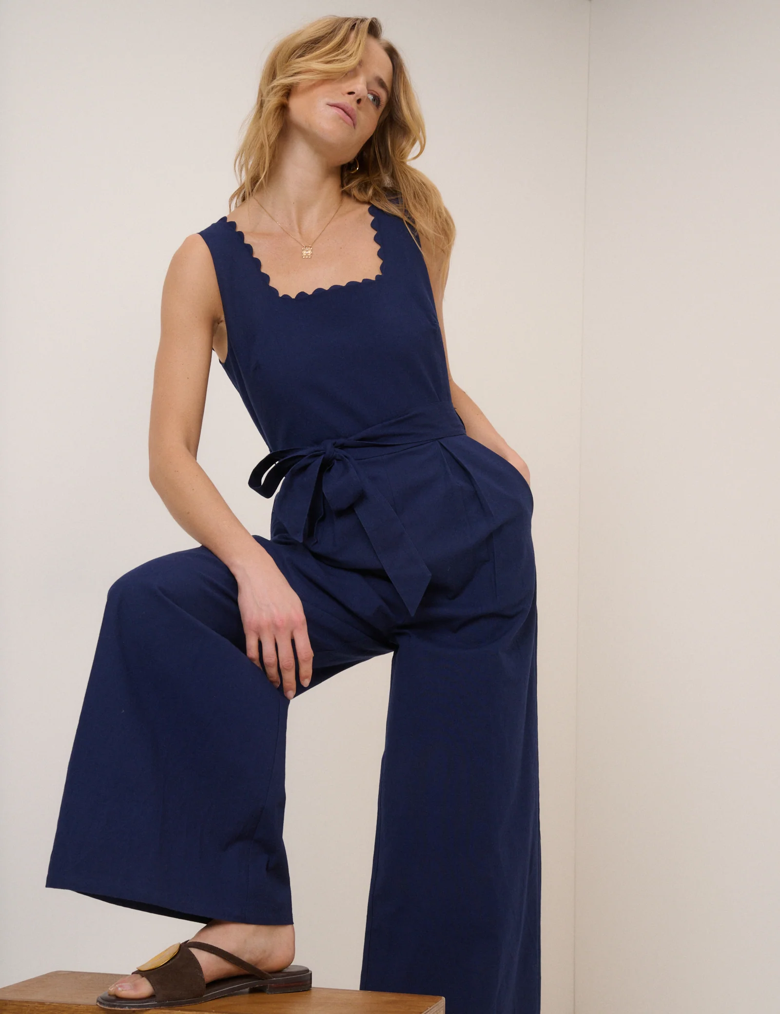 Navy Square Neck Jumpsuit - Image 2