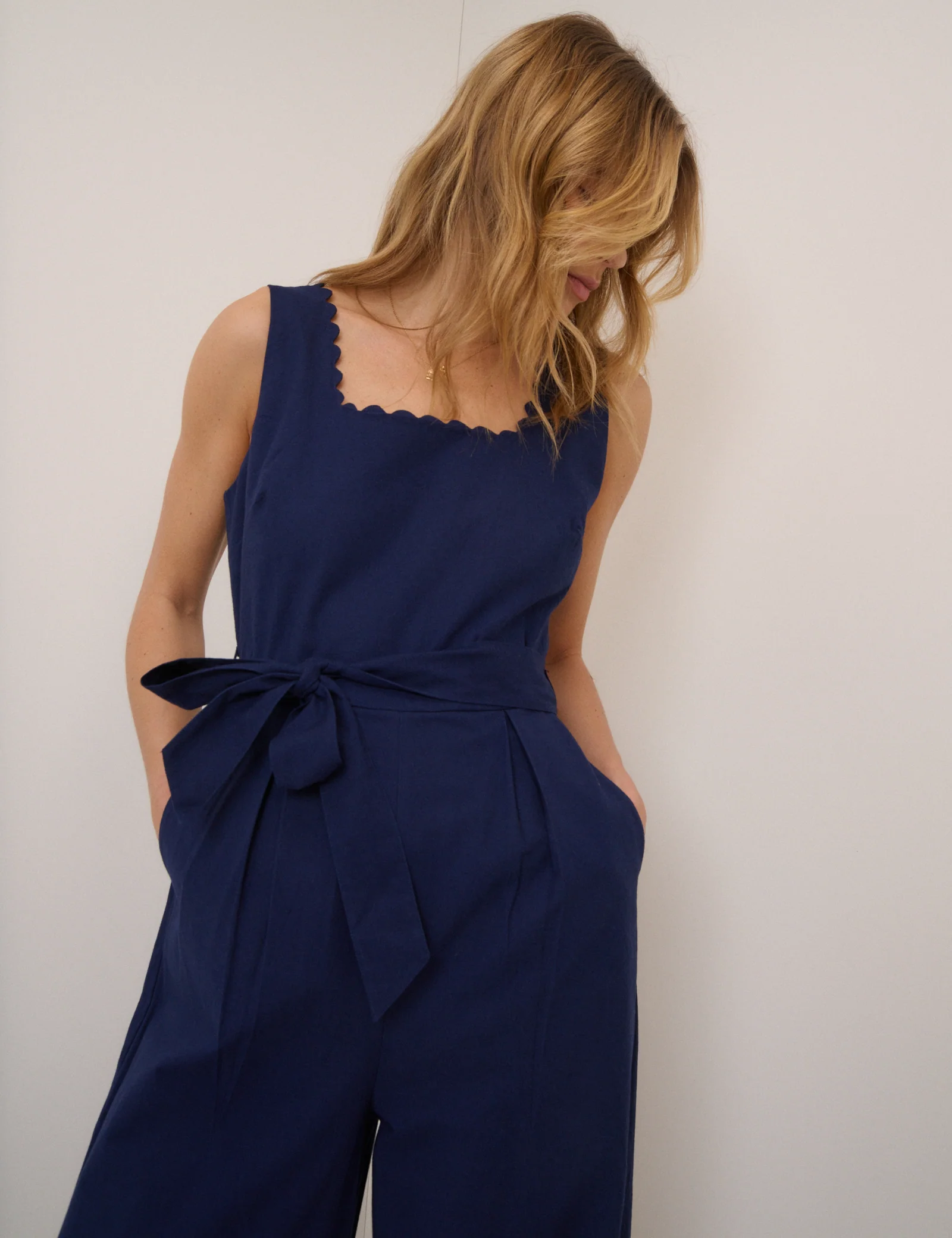 Navy Square Neck Jumpsuit - Image 3