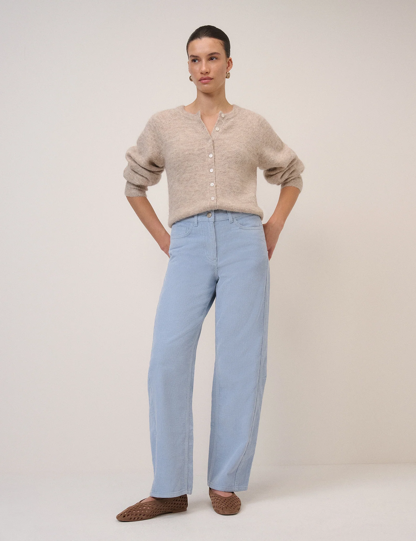 Light Blue Cord Bethnal Barrel Leg Jeans - Image 3