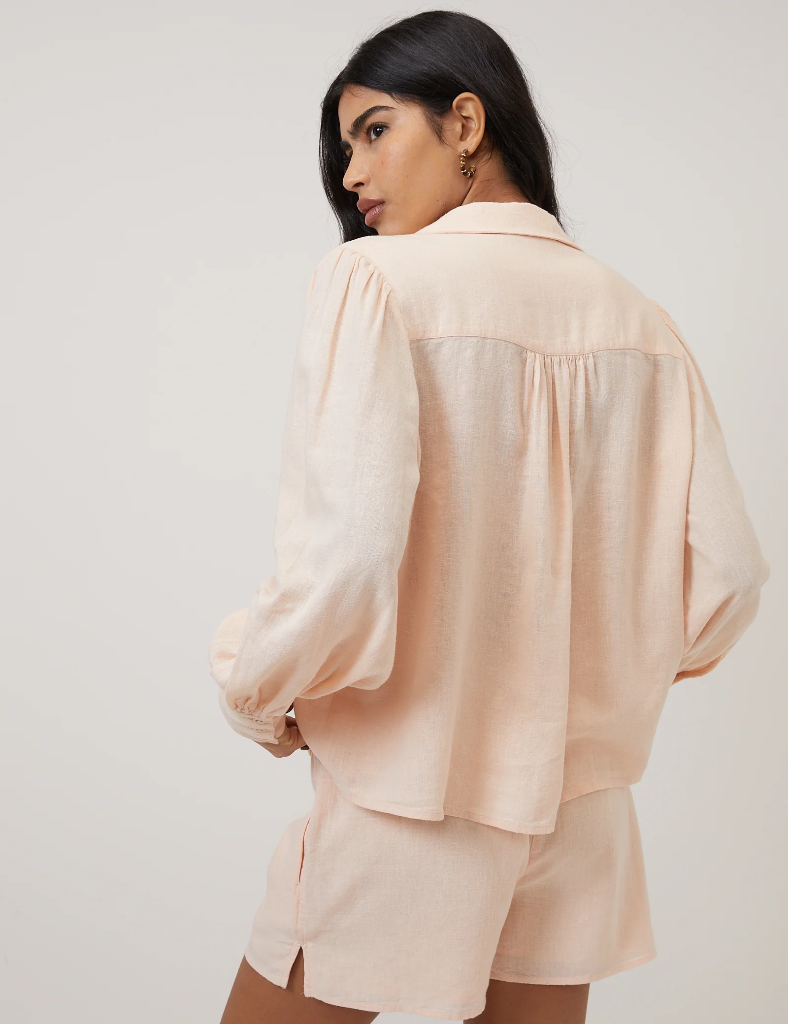 Peach Linen-blend Blouse - Image 5
