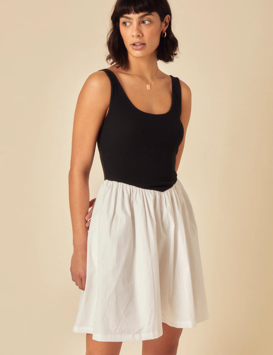 Black And White Contrast Mini Dress