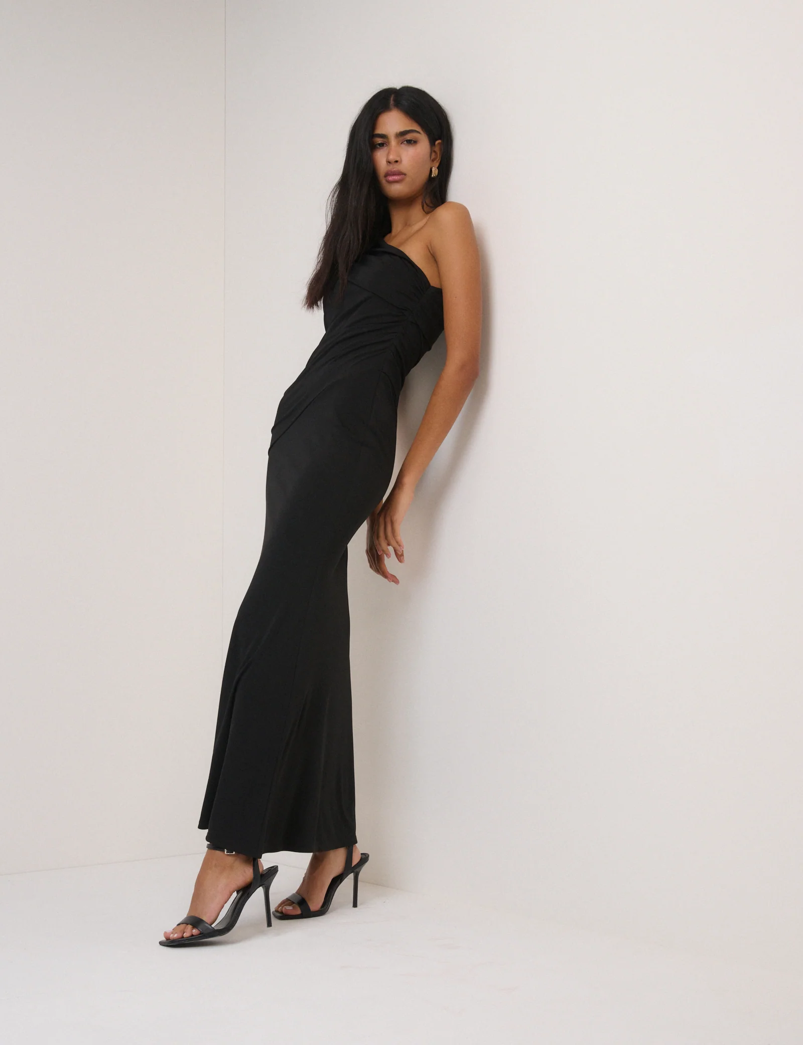 Black Asymmetric Jersey Dallas Midi Dress - Image 5