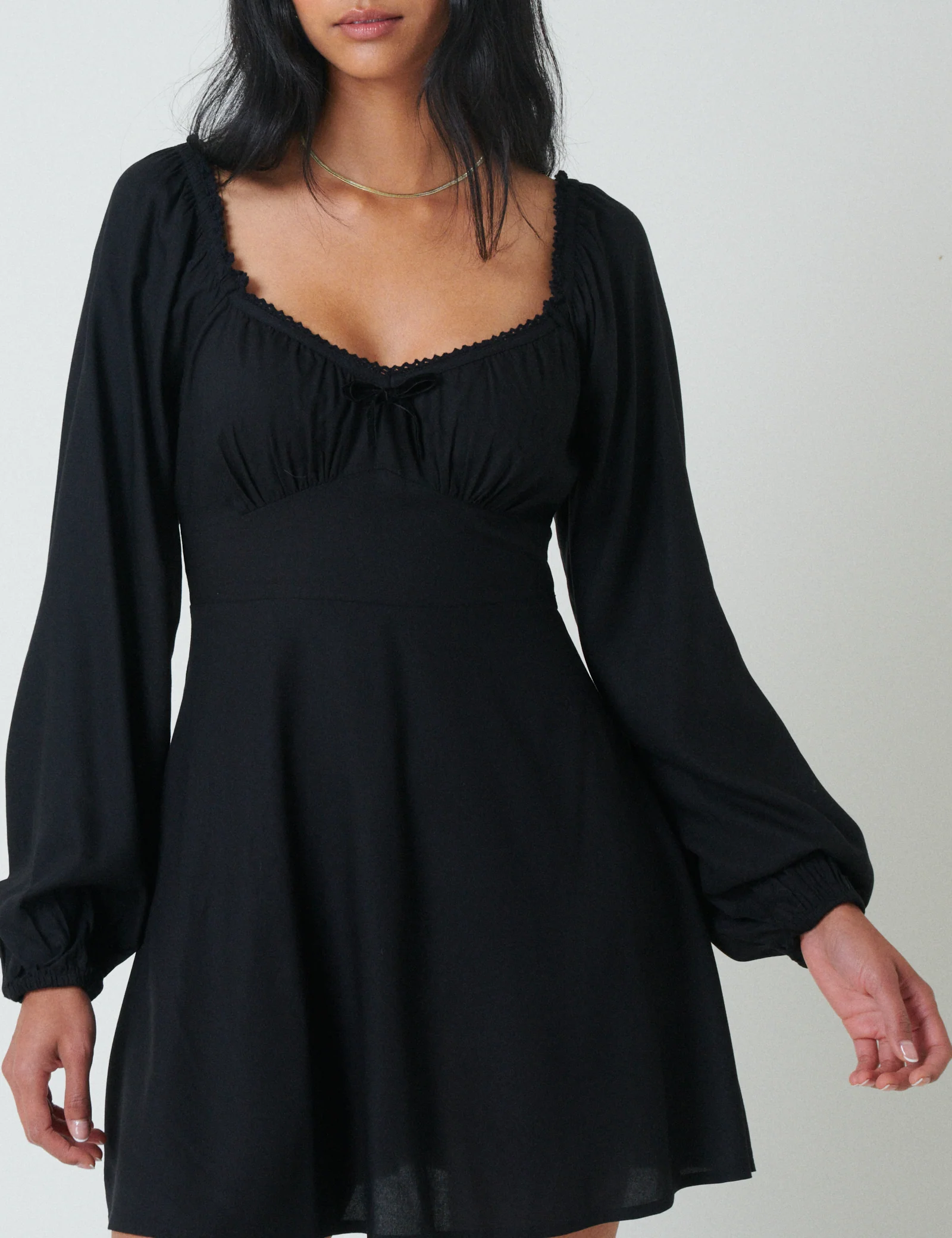Black Balloon Sleeve Lillie Mini Dress - Image 4