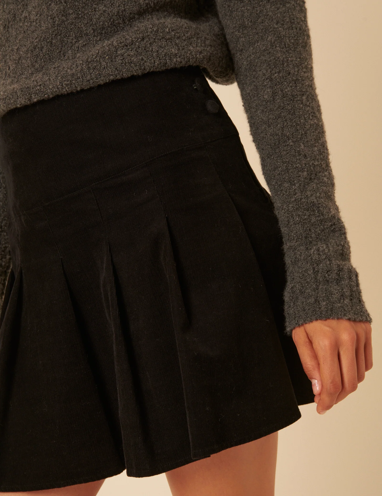 Black Box Pleated Cord Mini Skirt - Image 3