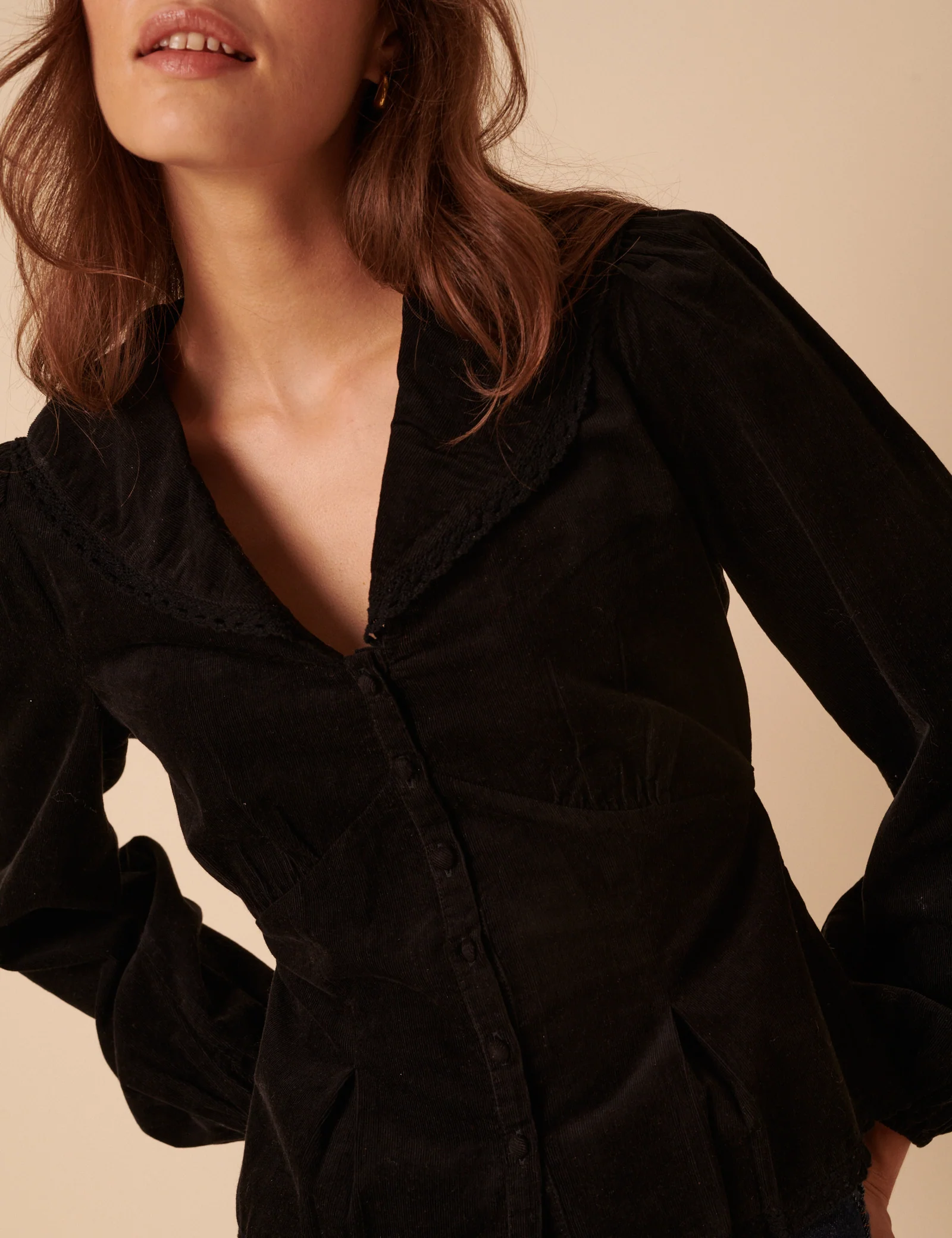 Black Cord Collared Blouse - Image 2