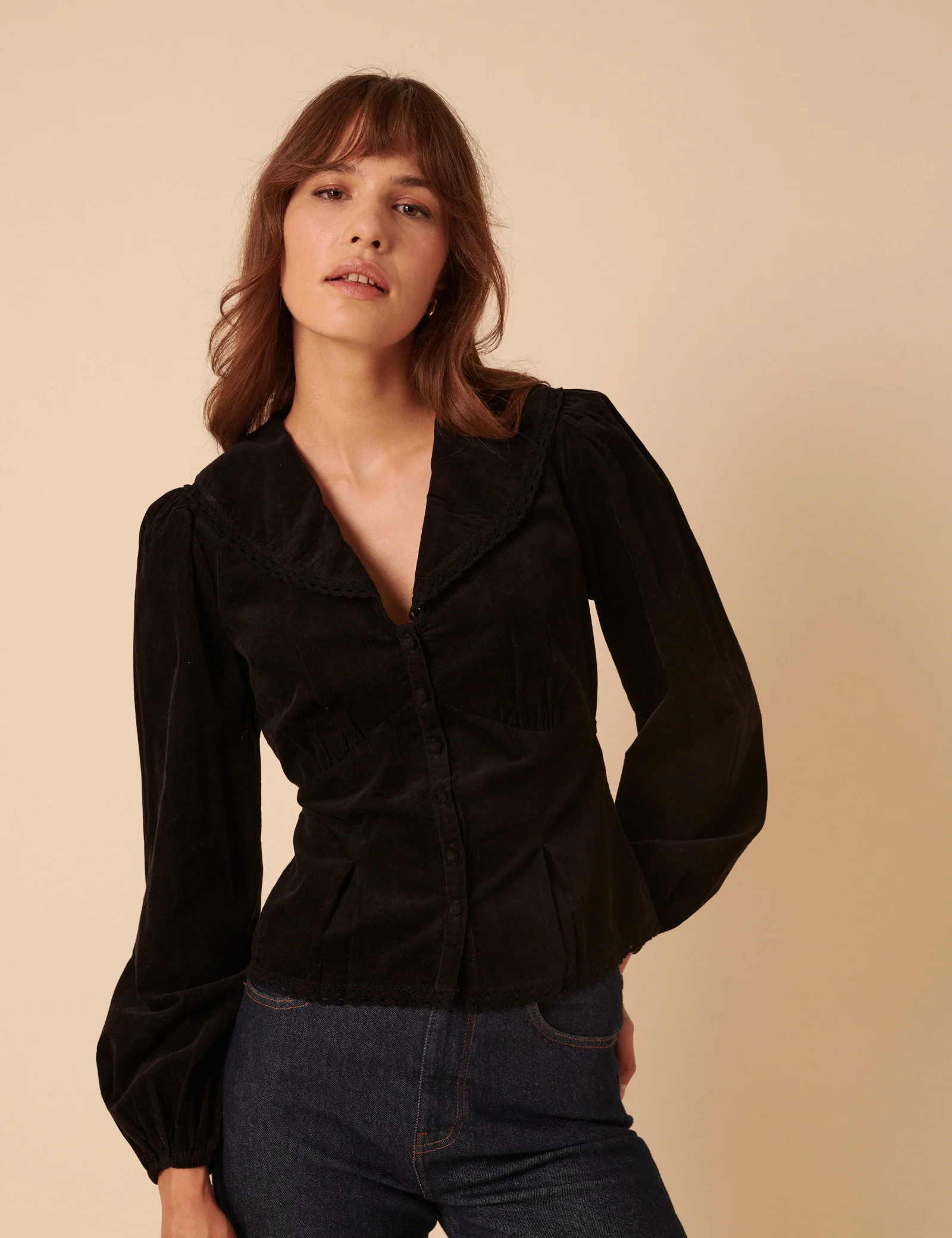Black Cord Collared Blouse - Image 4