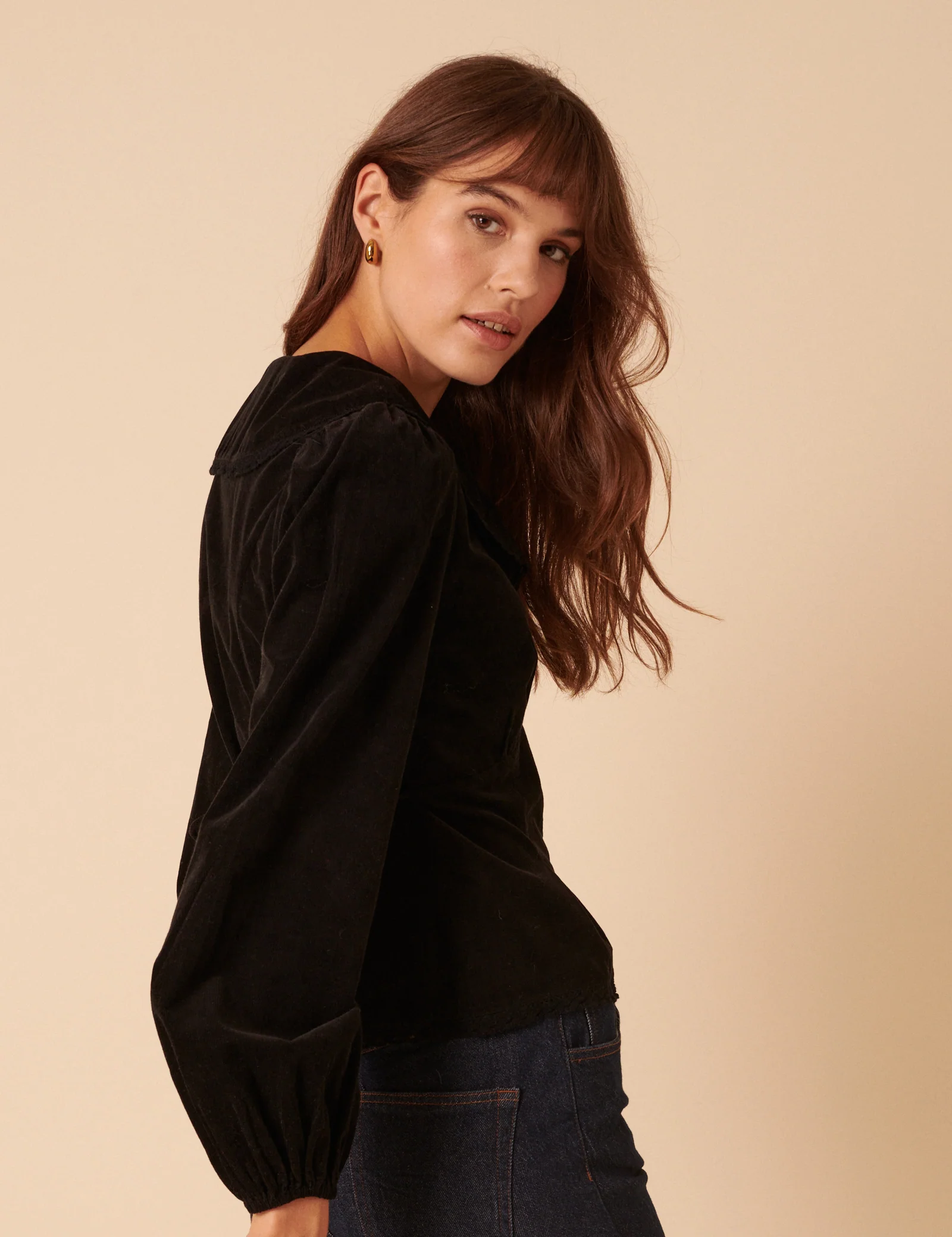 Black Cord Collared Blouse - Image 5