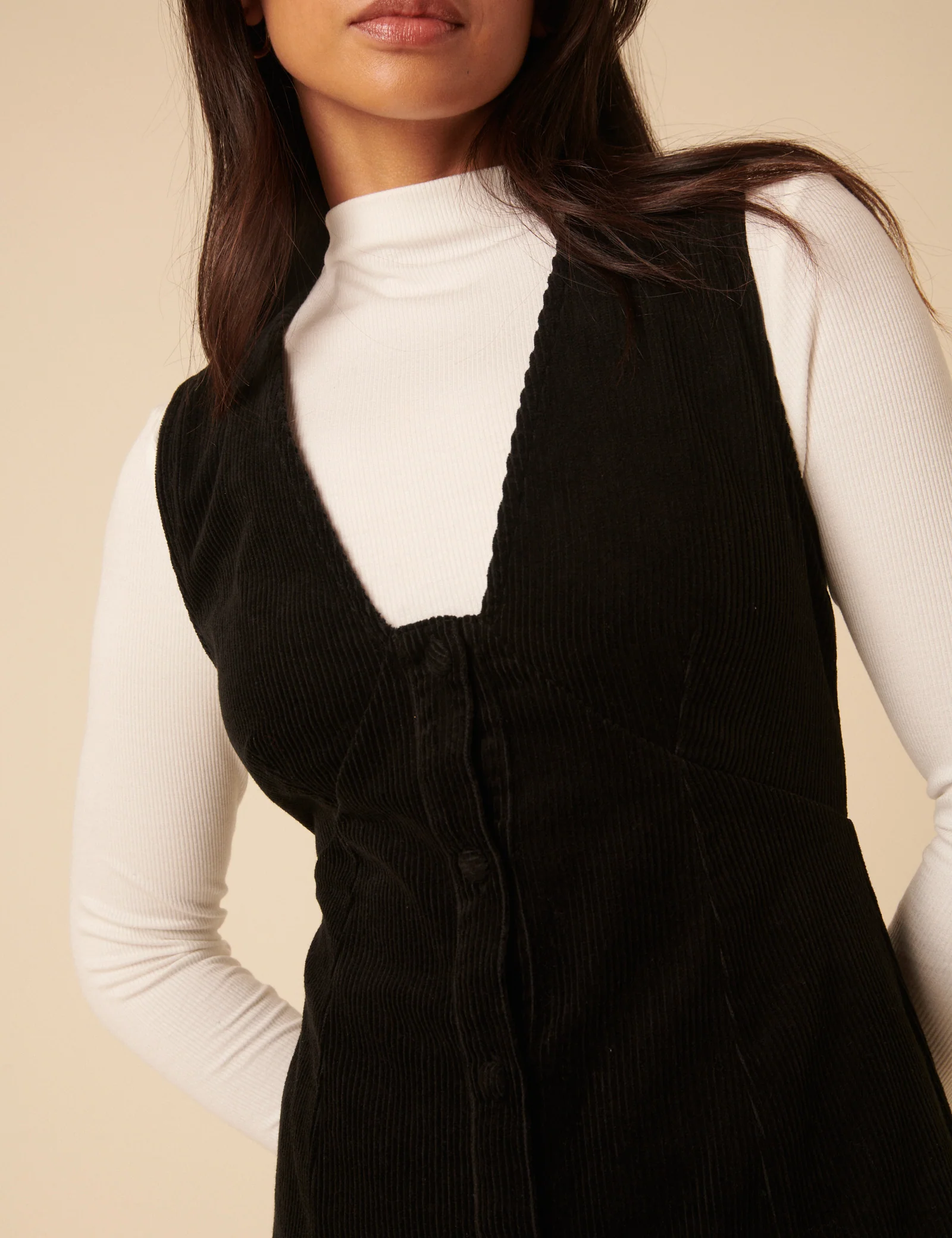 Black Cord Gianna Pinafore Mini Dress - Image 4