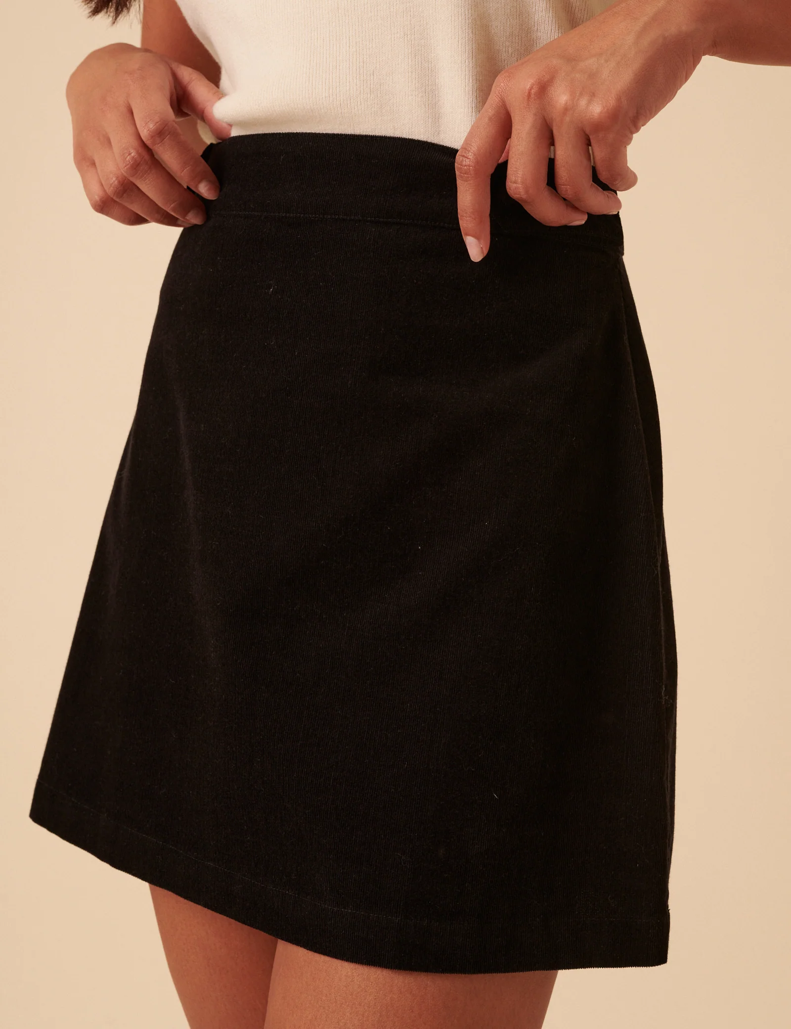 Black Cord Mini Skirt - Image 2