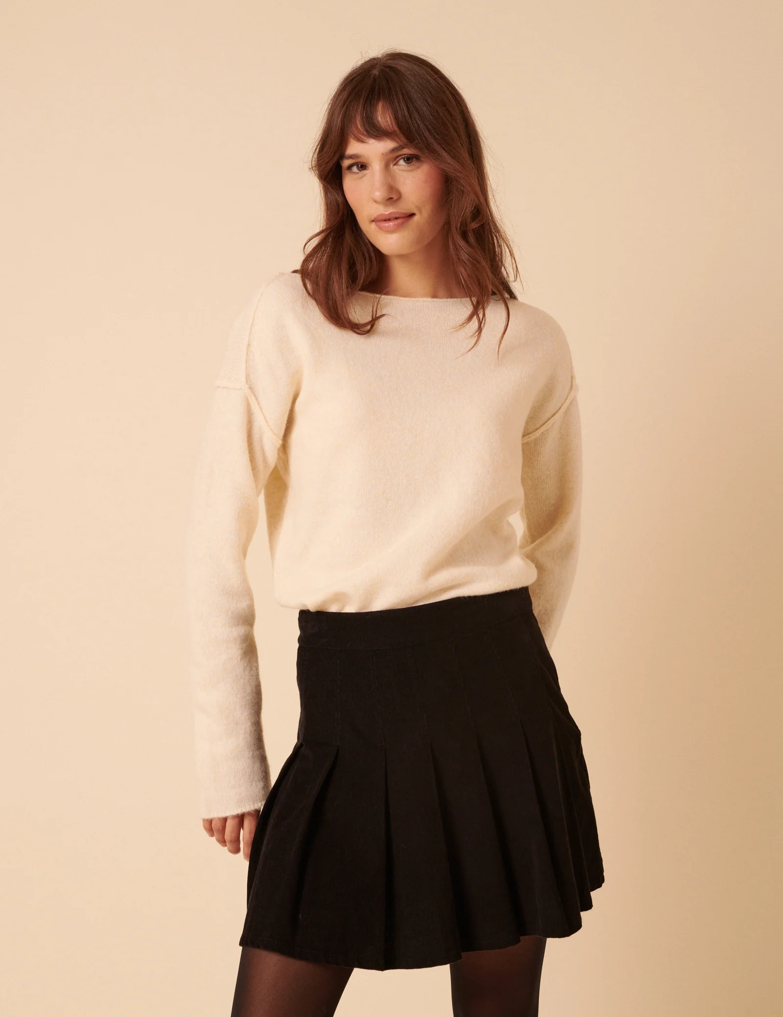 Black Cord Pleated Mini Skirt - Image 2