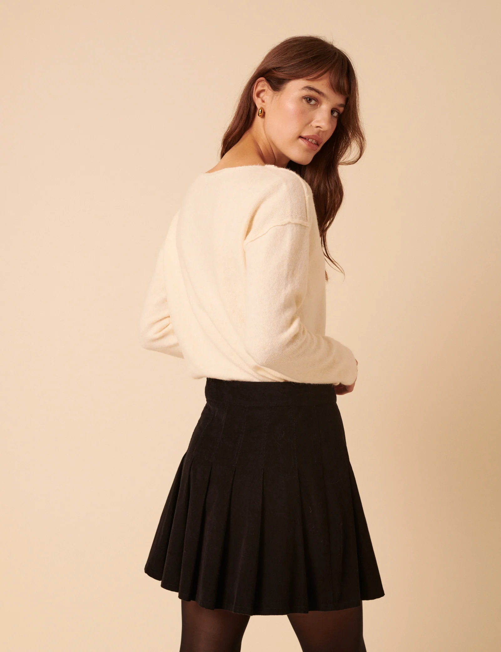 Black Cord Pleated Mini Skirt - Image 5
