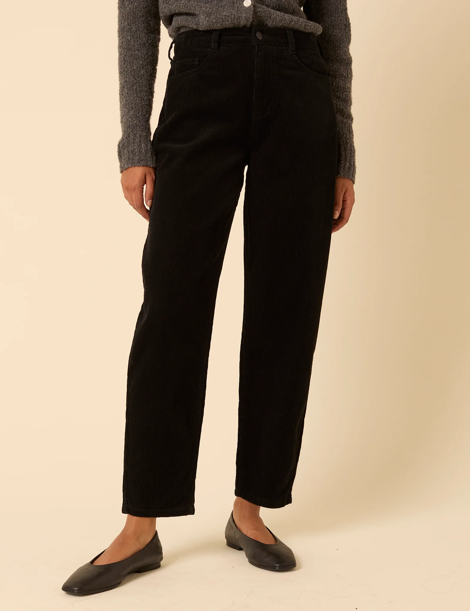 Black Cord Putney Barrel Leg Jeans - Image 2
