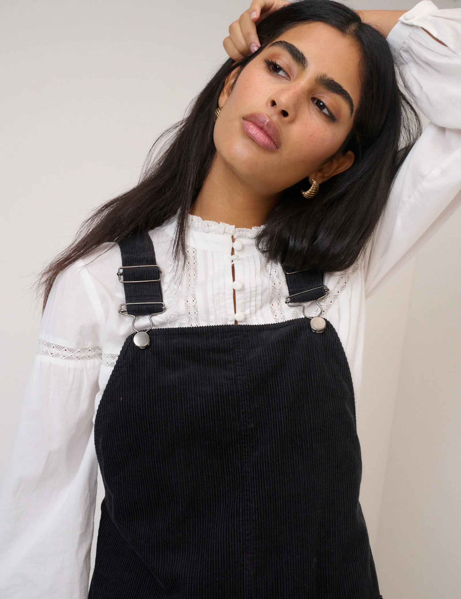 Black Cord Tennesse Pinafore Mini Dress - Image 3