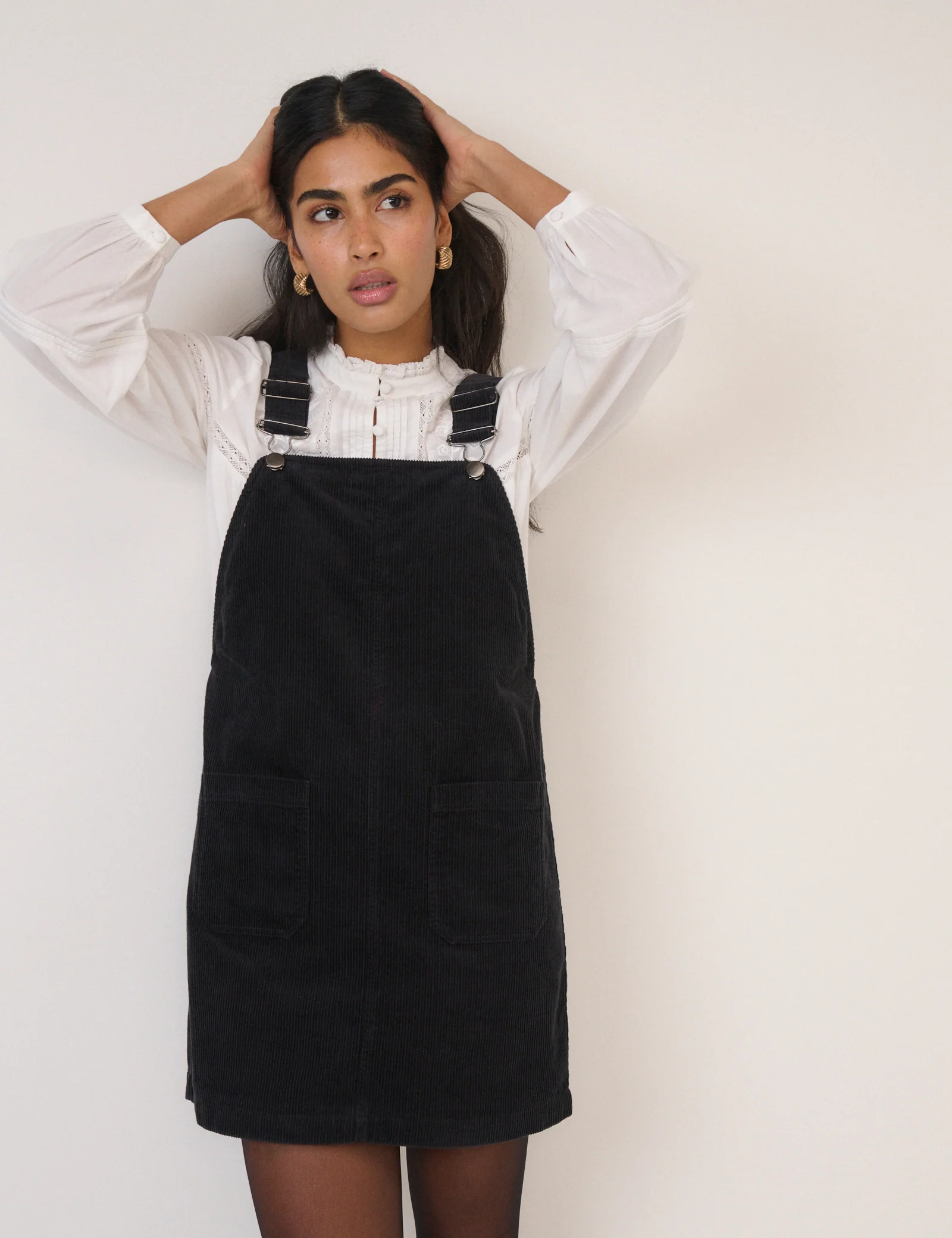 Black Cord Tennesse Pinafore Mini Dress - Image 4