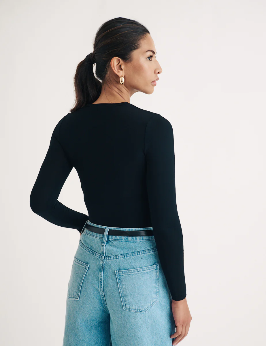 Black Crew Neck Long Sleeve Top - Image 4