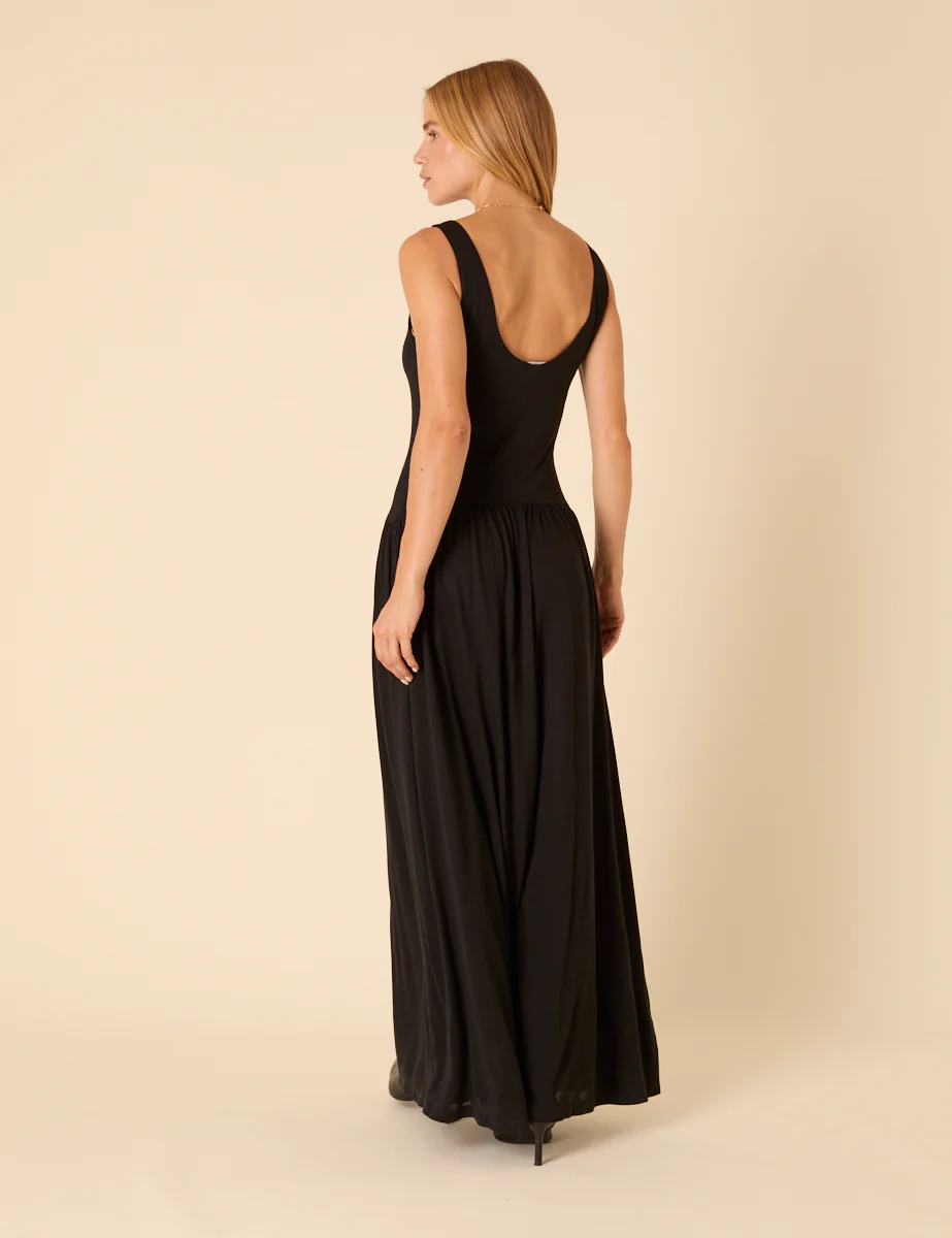 Black Drop Waist Camille Midi Dress - Image 5