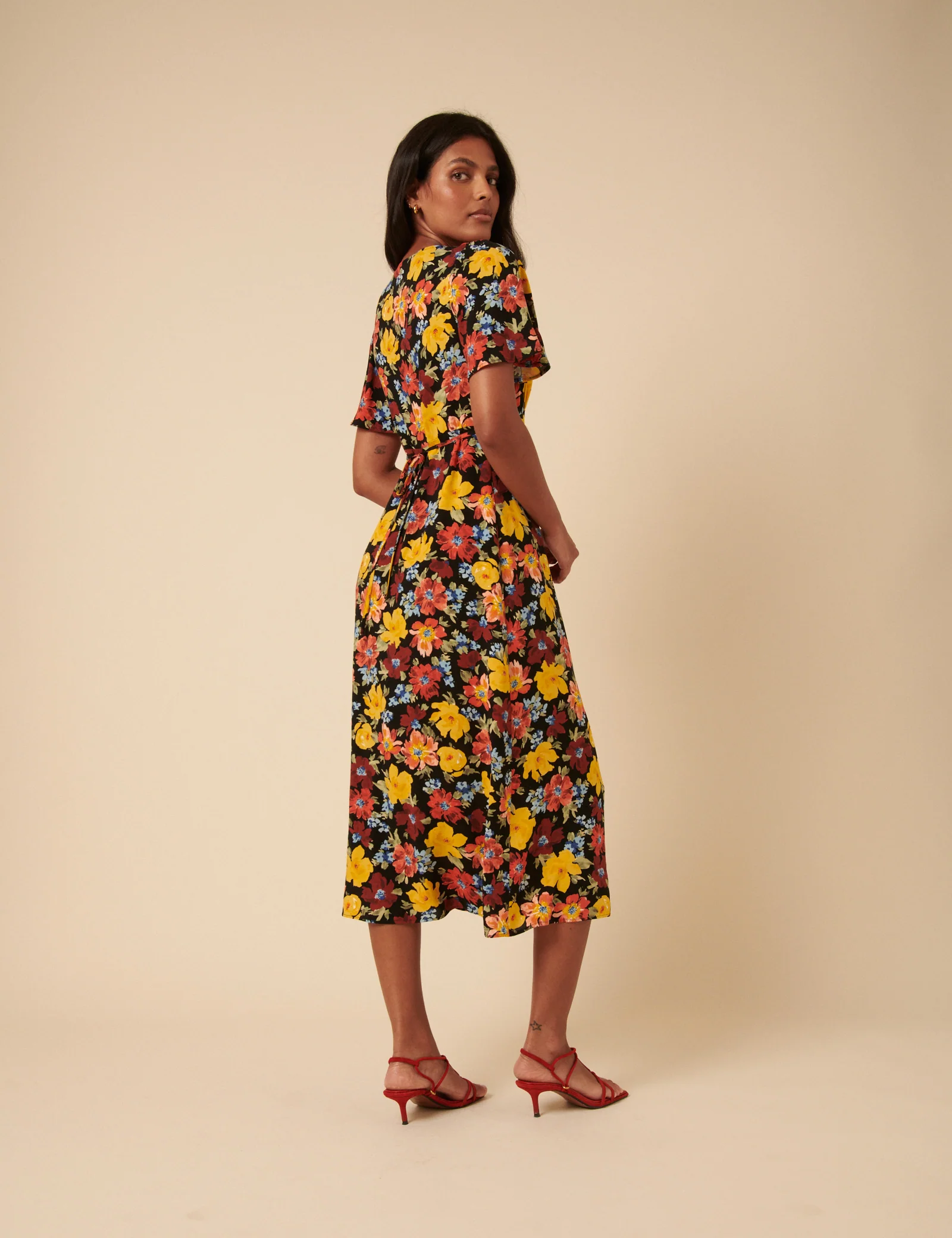 Black Floral Anna Midi Dress - Image 5