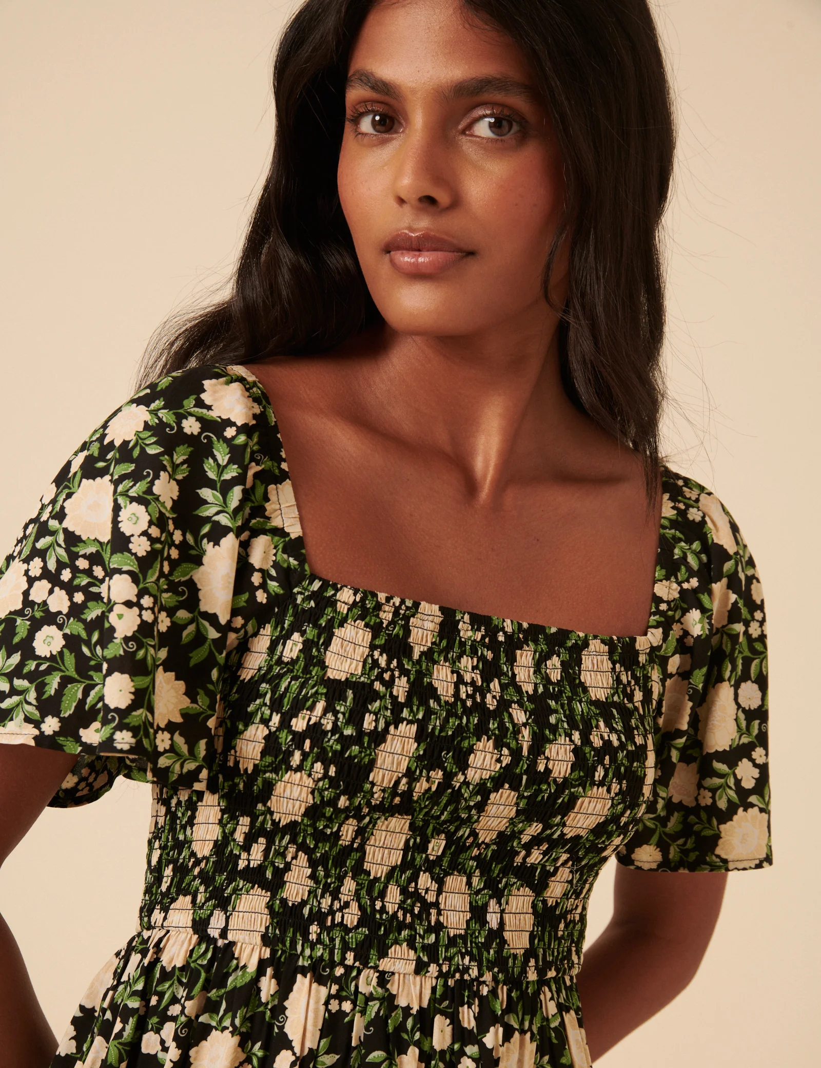 Black Floral Bella Mini Dress - Image 2