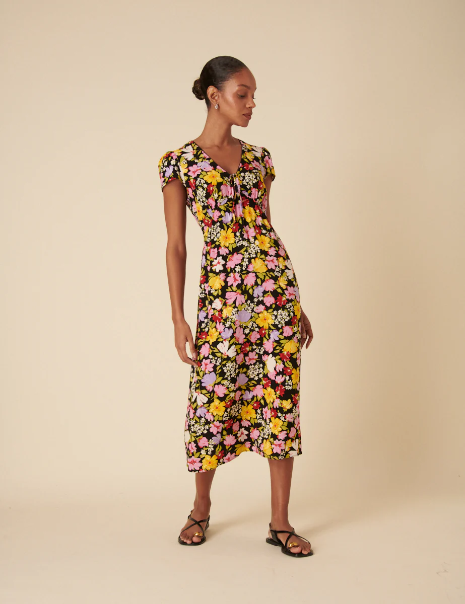 Black Floral Billie Midi Dress - Image 2