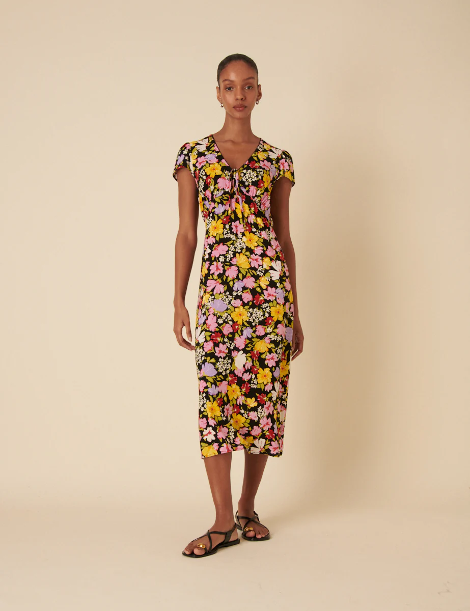 Black Floral Billie Midi Dress - Image 4