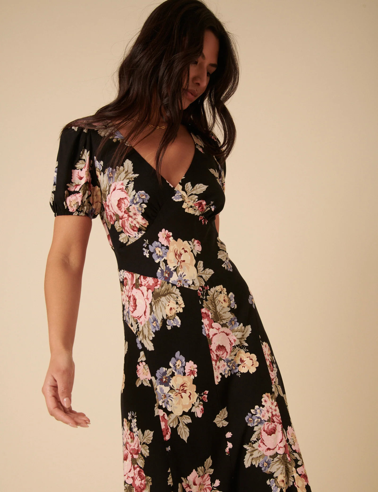 Black Floral Ella Midi Dess - Image 2