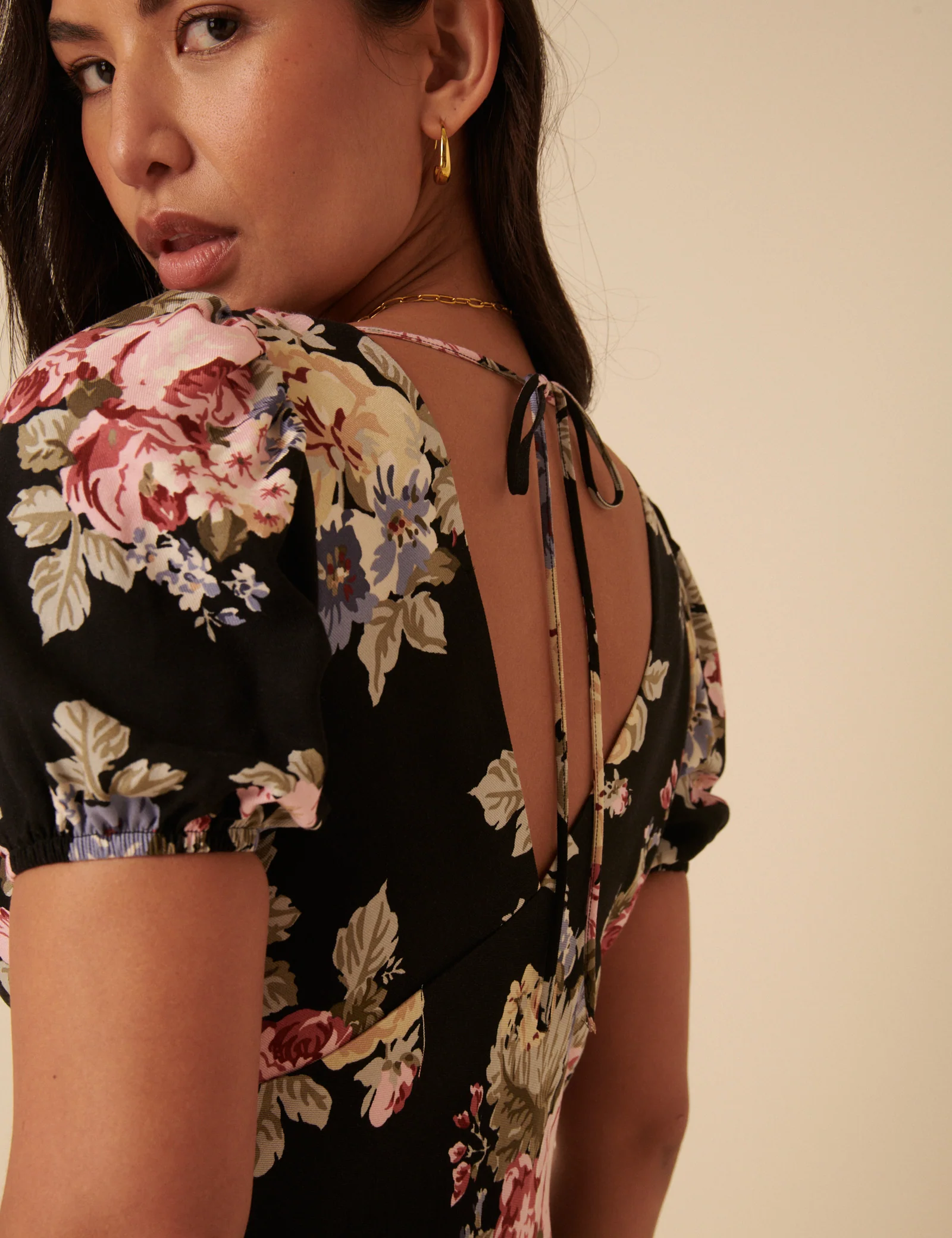 Black Floral Ella Midi Dess - Image 4