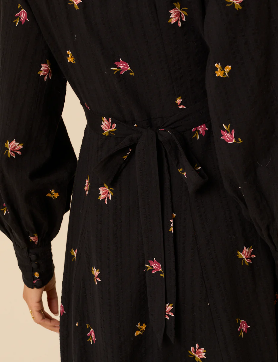 Black Floral Embroidered Shannon Midi Dress - Image 4